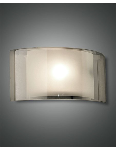 Applique Alide 34 cm in vetro fumé con diffusore interno in metacrilato, E27 | Fabas Luce -FABAS LUCE