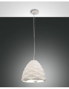Lampada a sospensione Duchessa Ø 30 in ceramica bianca a rilievo, E27 | Fabas Luce -FABAS LUCE
