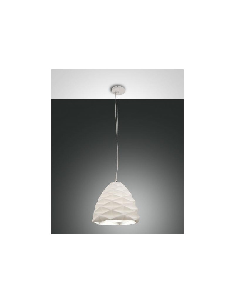 Lampada a sospensione Duchessa Ø 30 in ceramica bianca a rilievo, E27 | Fabas Luce -FABAS LUCE
