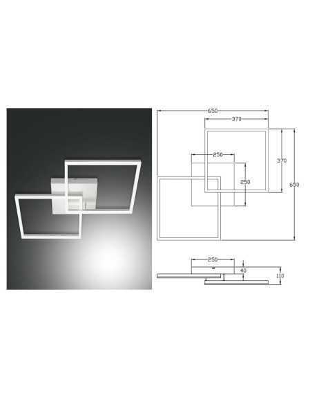 Plafoniera LED Bard quadrata 65 cm bianco, 52 W dimmerabile, luce naturale | Fabas Luce -FABAS LUCE