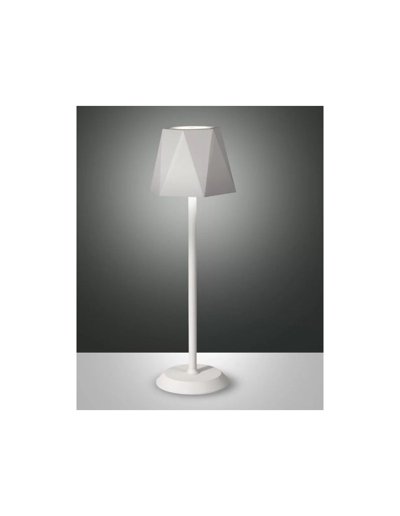 Lampada da tavolo ricaricabile Katy bianca LED 3000K IP54, dimmer touch, H 38 cm | Fabas Luce -FABAS LUCE