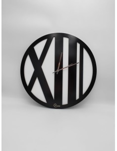 Orologio da parete Ø 40 cm in legno pantografato nero e bianco, lancette cromo | Brindicci -BRINDICCI