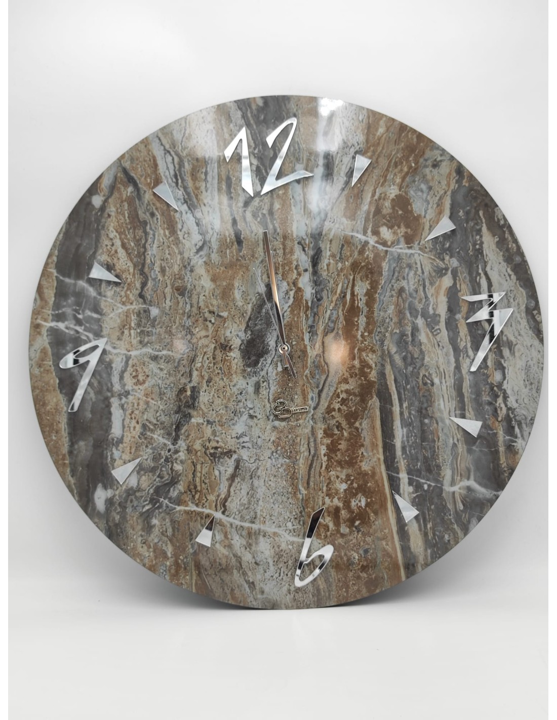 Orologio da parete ingranaggi rotondo legno effetto marmo moderno