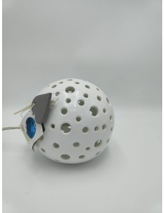 Lampada sfera Bollicine in ceramica bianca traforata, Ø 16 cm, E14 | Calcaterra Ceramica -CALCATERRA CERAMICA 2