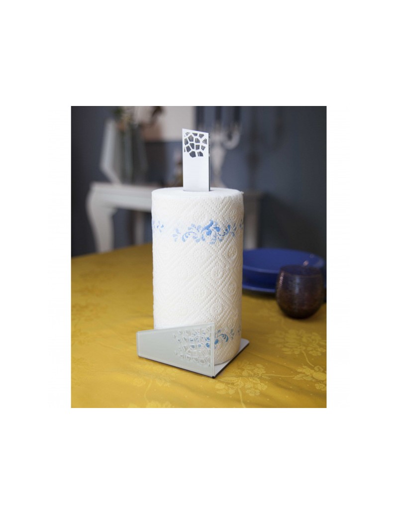 Alhena portarotolo in plexiglass traforato bianco | Dettagli -DETTAGLI
