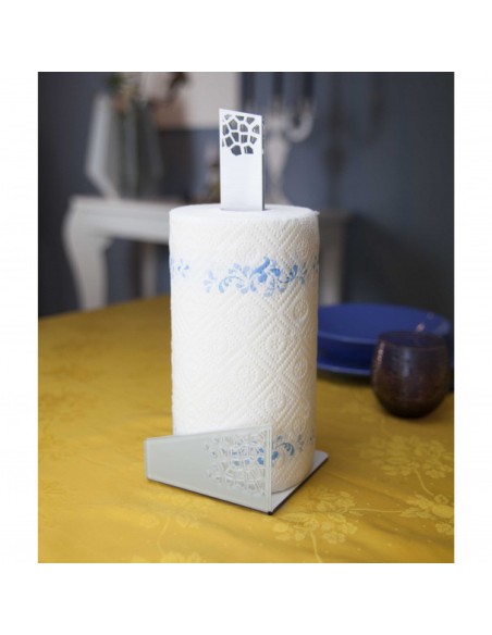 Alhena portarotolo in plexiglass traforato bianco | Dettagli -DETTAGLI
