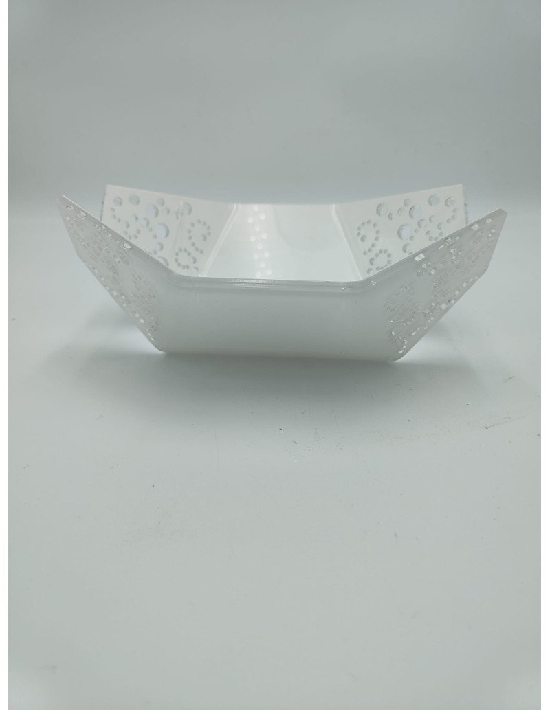 Centrotavola portafrutta in plexiglass traforato bianco, collezione Alhena | Dettagli -DETTAGLI