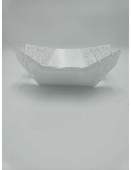 Centrotavola portafrutta in plexiglass traforato bianco, collezione Alhena | Dettagli -DETTAGLI