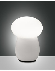 Lampada da tavolo Freddy in vetro soffiato bianco, H 30 cm, Ø 21,5 cm, E27 | Fabas Luce -FABAS LUCE