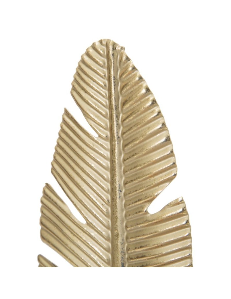 Scultura Foglia portacandela in metallo oro opaco e legno, H 34 cm | Mauro Ferretti -MAURO FERRETTI