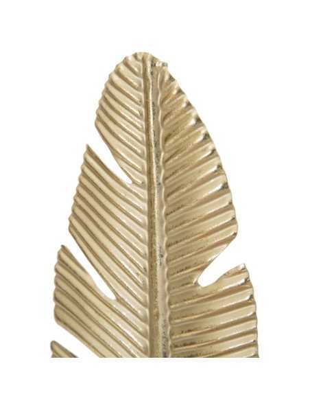 Scultura Foglia portacandela in metallo oro opaco e legno, H 34 cm | Mauro Ferretti -MAURO FERRETTI