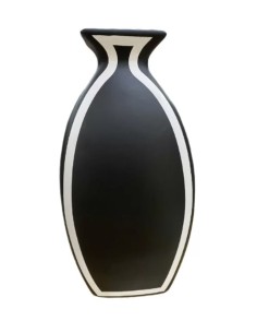 Vaso Dalì alto in porcellana dipinta a mano bianco e nero, H 36 cm | Fade -FADE