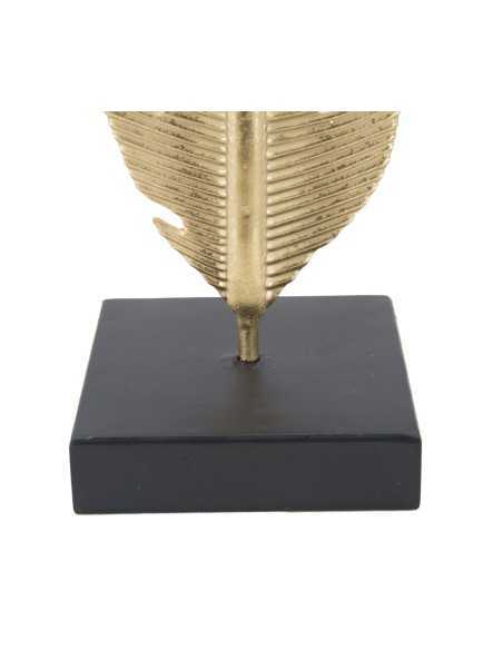 Scultura foglia glamour in metallo oro opaco con portacandela, H 30 cm | Mauro Ferretti -MAURO FERRETTI