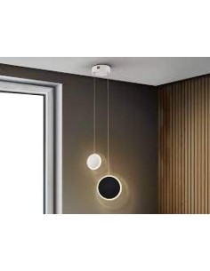 Lampada a sospensione LED Duo 2 dischi in metallo bianco e nero opaco, 9 W | Schuller -SCHULLER