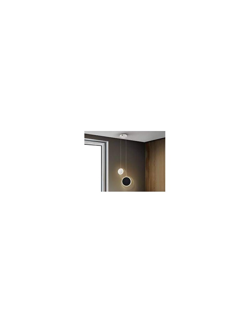 Lampada a sospensione LED Duo 2 dischi in metallo bianco e nero opaco, 9 W | Schuller -SCHULLER