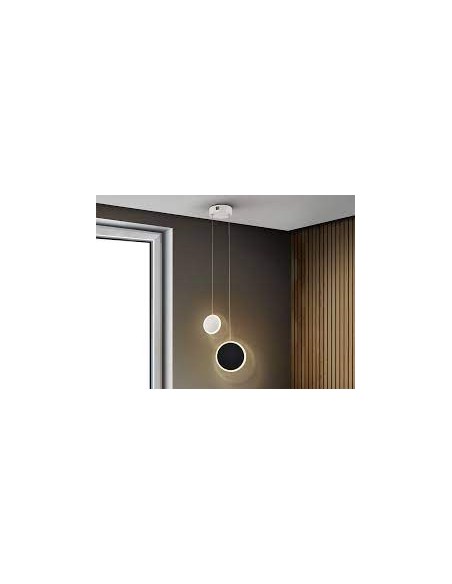 Lampada a sospensione LED Duo 2 dischi in metallo bianco e nero opaco, 9 W | Schuller -SCHULLER