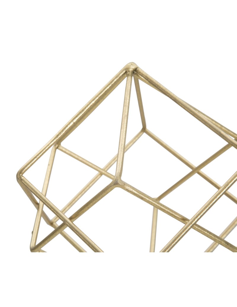 Scultura Cube in metallo oro opaco con base in marmo grezzo, H 41,5 cm | Mauro Ferretti -MAURO FERRETTI