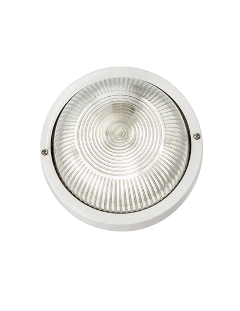 Plafoniera applique da esterno Efesto tonda in PVC bianco e vetro, E27, IP44 | Bellotti -BELLOTTI