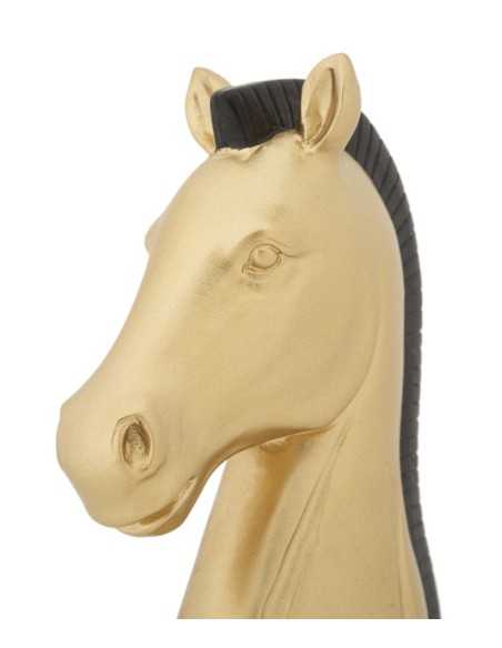 Scultura Cavallo degli scacchi in resina nero e oro, H 19 cm | Mauro Ferretti -MAURO FERRETTI