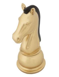Scultura Cavallo degli scacchi in resina nero e oro, H 19 cm | Mauro Ferretti -MAURO FERRETTI 2