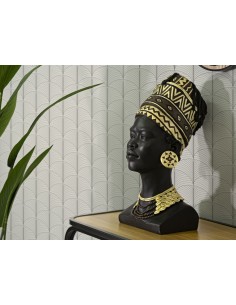 Scultura Regina Masai con turbante in resina nera e oro, H 45 cm | Mauro Ferretti -MAURO FERRETTI 2