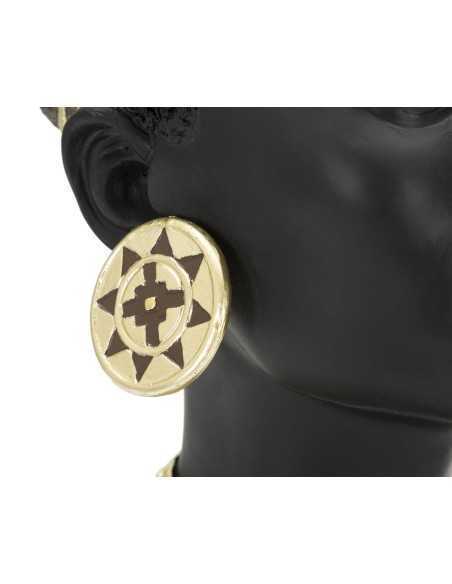 Scultura Regina Masai con turbante in resina nera e oro, H 45 cm | Mauro Ferretti -MAURO FERRETTI