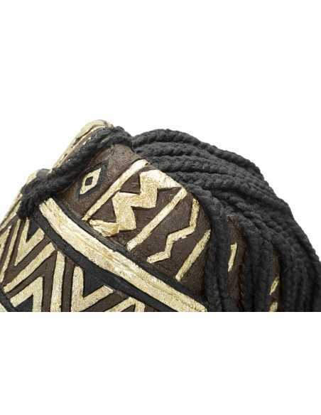 Scultura Regina Masai con turbante in resina nera e oro, H 45 cm | Mauro Ferretti -MAURO FERRETTI