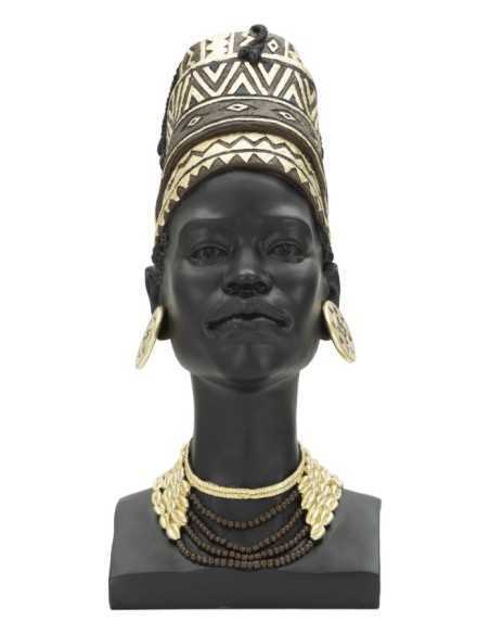 Scultura Regina Masai con turbante in resina nera e oro, H 45 cm | Mauro Ferretti -MAURO FERRETTI