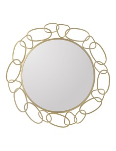 Specchio da parete Chain Gold Ø 84 cm in metallo oro opaco, glamour moderno | Mauro Ferretti -MAURO FERRETTI