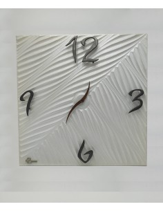 Orologio da parete 40x40 cm in legno intarsiato bianco e beige, numeri bronzo | Brindicci -BRINDICCI 2