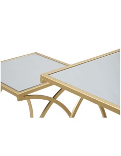 Set 2 tavolini Simply in metallo oro opaco e piano in vetro specchio | Mauro Ferretti -MAURO FERRETTI 2