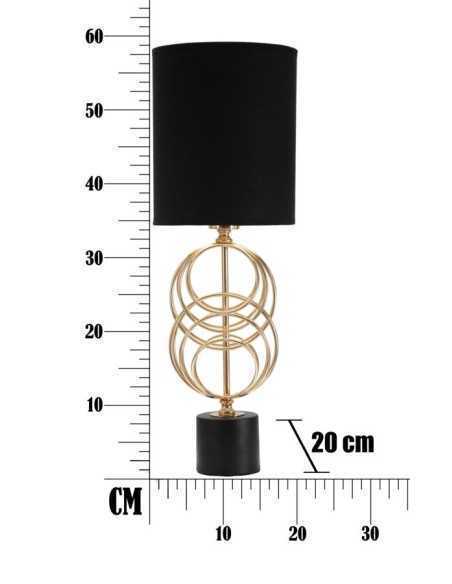 Lampada da tavolo Circly in metallo oro opaco con paralume nero, H 58,5 cm | Mauro Ferretti -MAURO FERRETTI