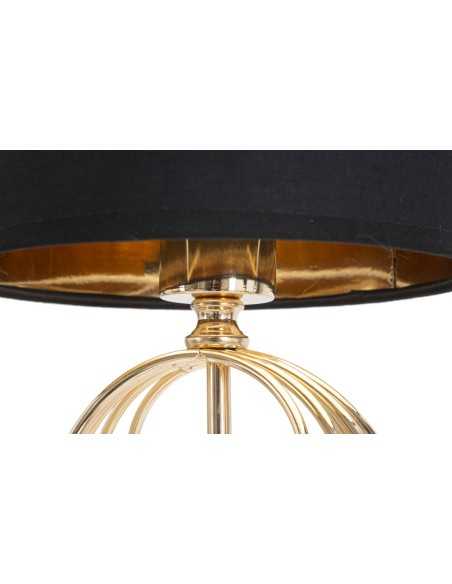 Lampada da tavolo Circly in metallo oro opaco con paralume nero, H 58,5 cm | Mauro Ferretti -MAURO FERRETTI