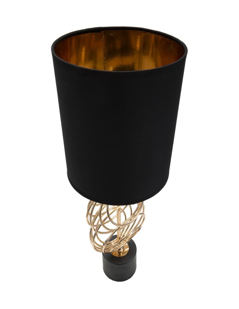 Lampada da tavolo Circly in metallo oro opaco con paralume nero, H 58,5 cm | Mauro Ferretti -MAURO FERRETTI