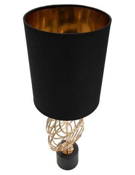 Lampada da tavolo Circly in metallo oro opaco con paralume nero, H 58,5 cm | Mauro Ferretti -MAURO FERRETTI