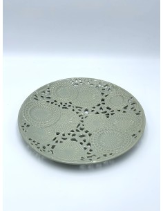 Centrotavola Kyoto in ceramica traforata grigia stile provenzale, Ø 35,5 cm | Henriette -HENRIETTE