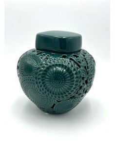 Vaso Kyoto Poetiche in ceramica traforata petrolio, stile provenzale | Henriette -HENRIETTE