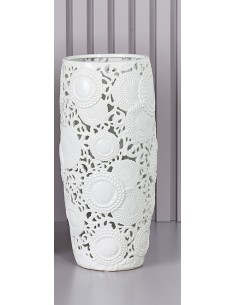 Portaombrelli Kyoto in ceramica traforata bianca stile provenzale, H 53 cm | Henriette -HENRIETTE