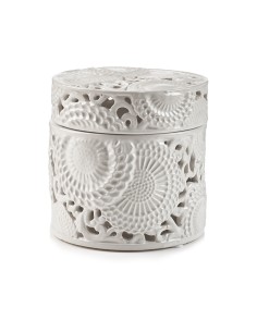 Kyoto scatola portagioie in ceramica traforata bianca stile provenzale | Henriette -HENRIETTE