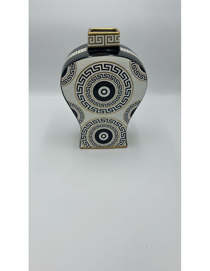 Vaso Greek in ceramica decorata nero e oro, H 34 cm | Henriette -HENRIETTE