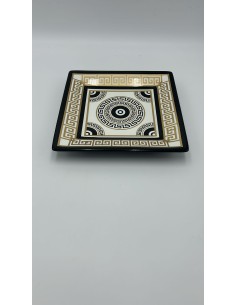 Vassoietto svuotatasche Greek in ceramica decorata nero e oro, 23 x 23 cm | Henriette -HENRIETTE