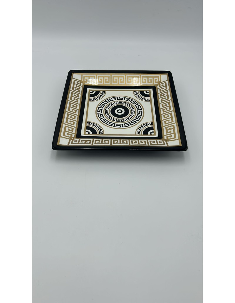 Vassoietto svuotatasche Greek in ceramica decorata nero e oro, 23 x 23 cm | Henriette -HENRIETTE