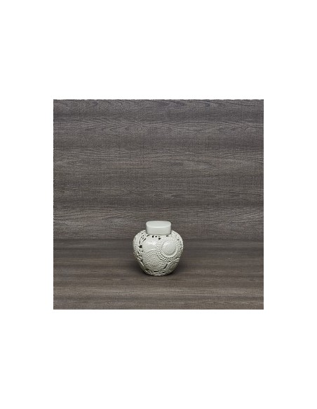 Vaso Kyoto Poetiche in ceramica traforata grigia stile provenzale, Ø 18 cm | Henriette -HENRIETTE