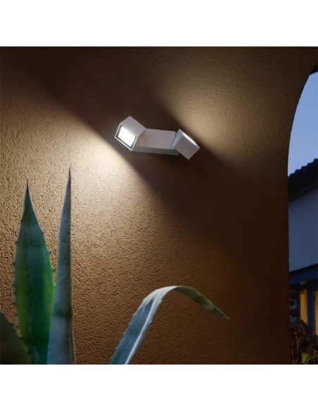 Applique LED da esterno Steve bianca, 2 luci ruotabili 45°, 12 W 4000 K, IP54 | Ondaluce -ONDALUCE