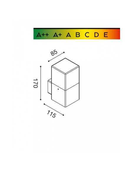 Applique da esterno Aditi quadrata in alluminio antracite, E27, IP44 | Gea Luce -GEA LUCE