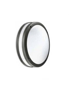 Plafoniera da esterno Ura tonda Ø 28 cm in alluminio antracite, 2 E27, IP54 | Gea Luce -GEA LUCE