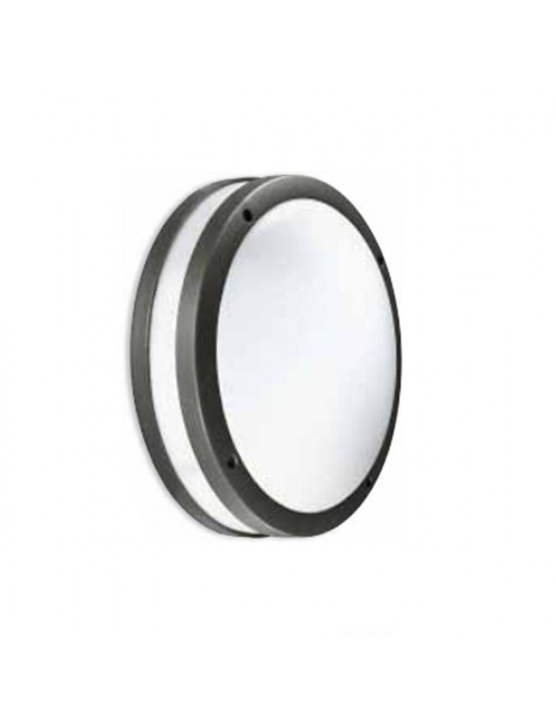 Plafoniera da esterno Ura tonda Ø 28 cm in alluminio antracite, 2 E27, IP54 | Gea Luce -GEA LUCE