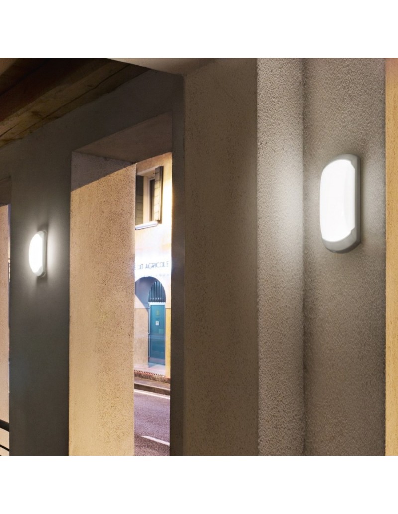 Plafoniera LED da esterno Nut rettangolare 23 cm bianca, 12 W 4000 K, IP54 | Gea Luce -GEA LUCE