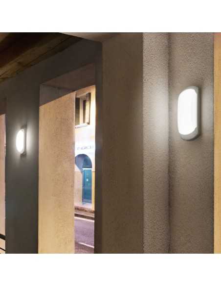 Plafoniera LED da esterno Nut rettangolare 23 cm bianca, 12 W 4000 K, IP54 | Gea Luce -GEA LUCE