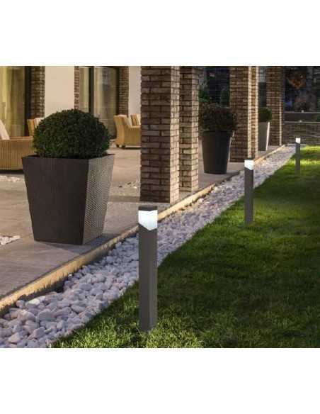 Palo da esterno quadrato in alluminio antracite e policarbonato, E27, IP44 | Gea Luce -GEA LUCE